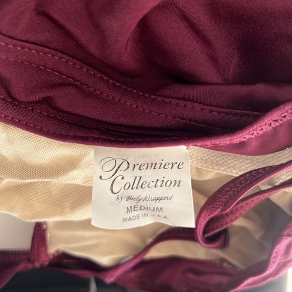 Cross Over Neck Leotard, Color Merlot, Style P500 Premiere Collection Size M - Picture 5 of 6